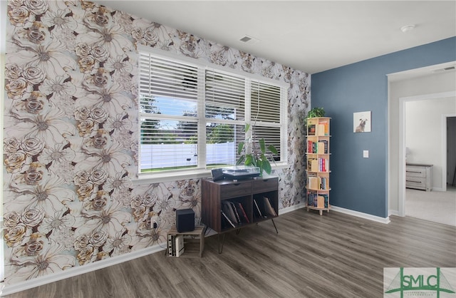 office area featuring dark hardwood / wood-style flooring