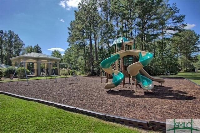 view of playground featuring a gazebo