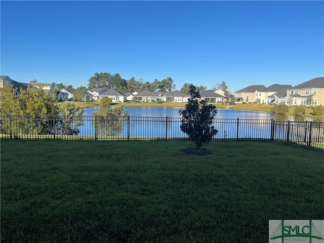 view of yard with a water view