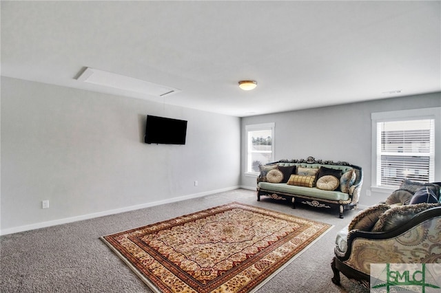 living room with carpet floors