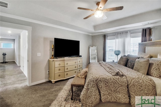 bedroom featuring carpet floors and ceiling fan