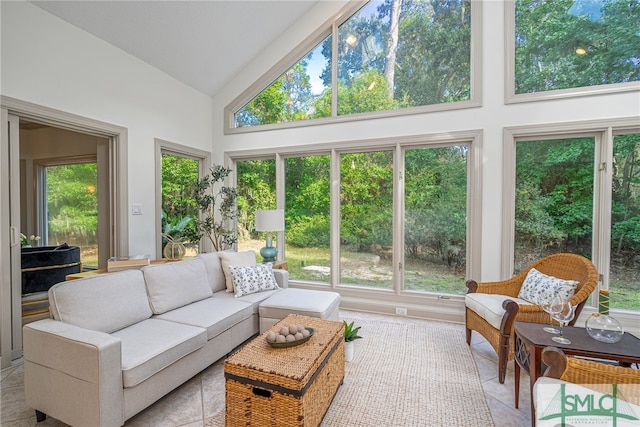 sunroom / solarium with lofted ceiling