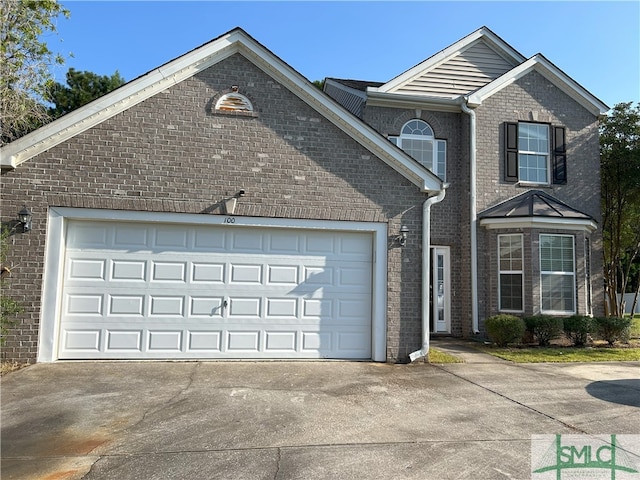 front facade with a garage