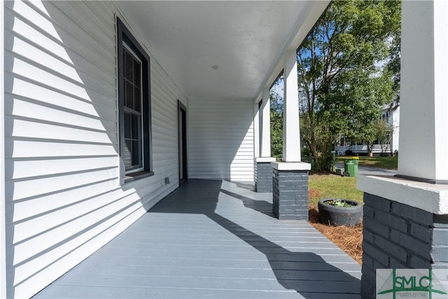 deck with a porch