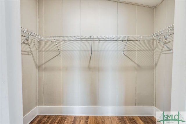 walk in closet featuring wood-type flooring