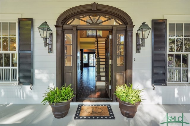 doorway to property with a porch