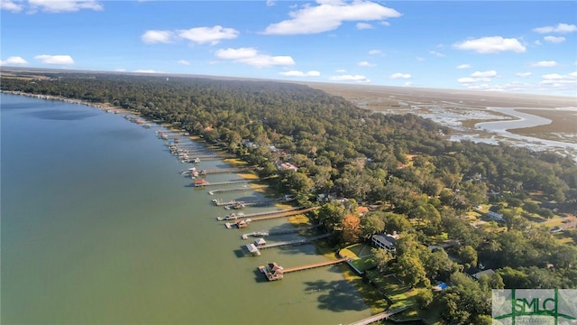 bird's eye view featuring a water view