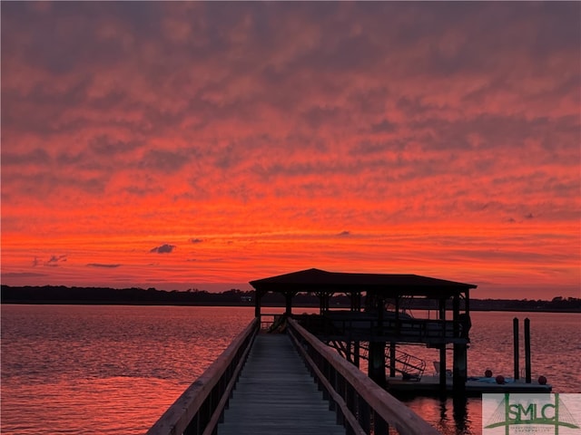 view of dock featuring a water view