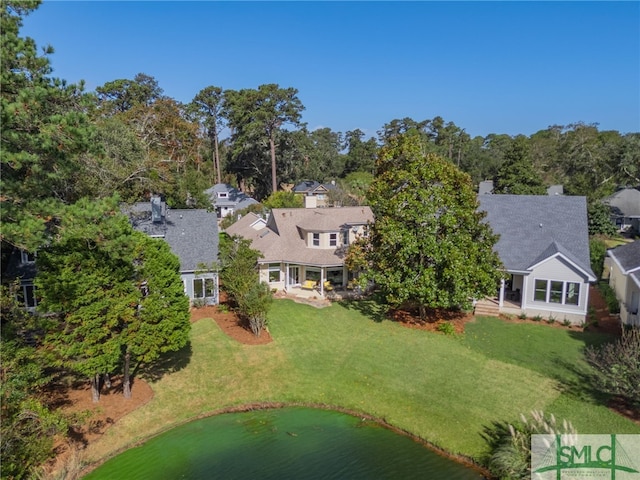 view from above of property featuring a nearby body of water
