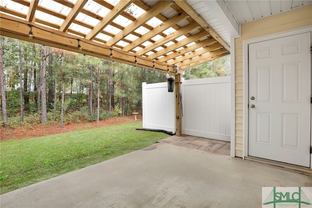 view of patio featuring a pergola