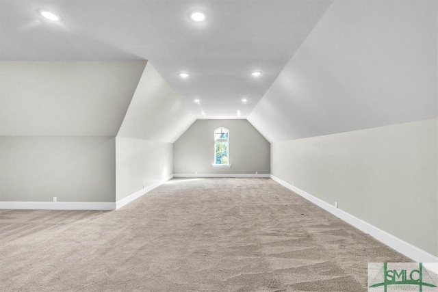 1495 Lillie Hagan Rd, Brooklet, GA 30415 - additional living space featuring carpet floors, lofted ceiling, and recessed lighting