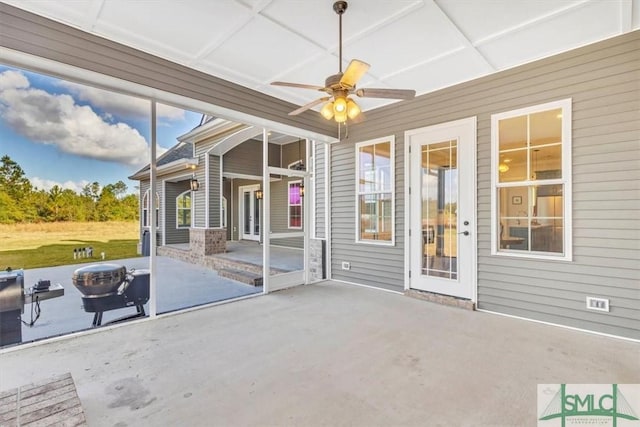 1495 Lillie Hagan Rd, Brooklet, GA 30415 - unfurnished sunroom with a ceiling fan