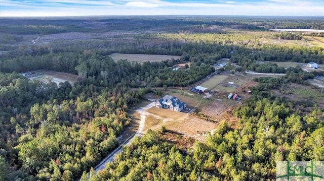 1495 Lillie Hagan Rd, Brooklet, GA 30415 - aerial view of property and surrounding area featuring a heavily wooded area