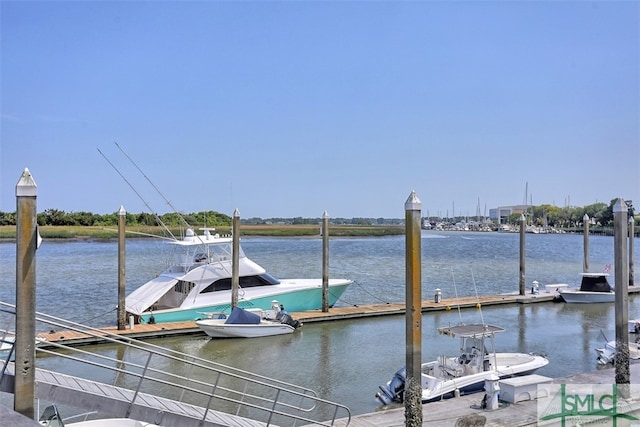 dock area featuring a water view