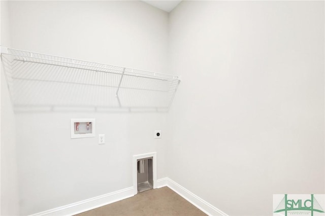 laundry room featuring hookup for an electric dryer and hookup for a washing machine