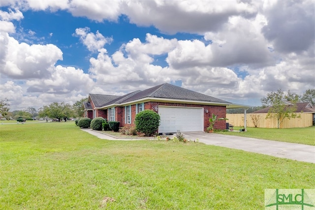 view of home's exterior with a garage and a yard