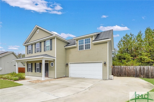 view of property with a garage