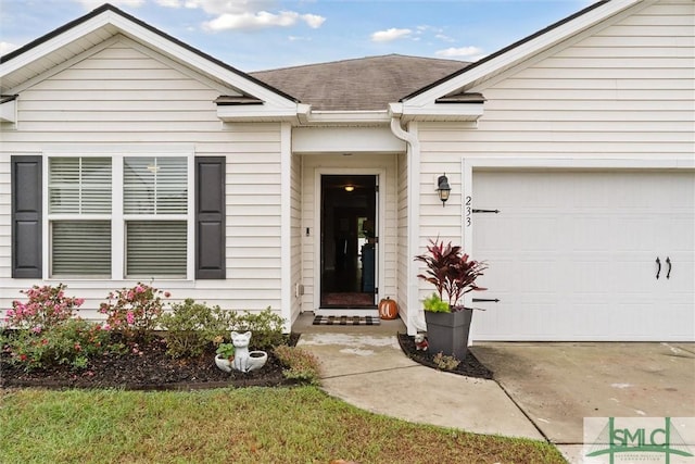 property entrance featuring a garage