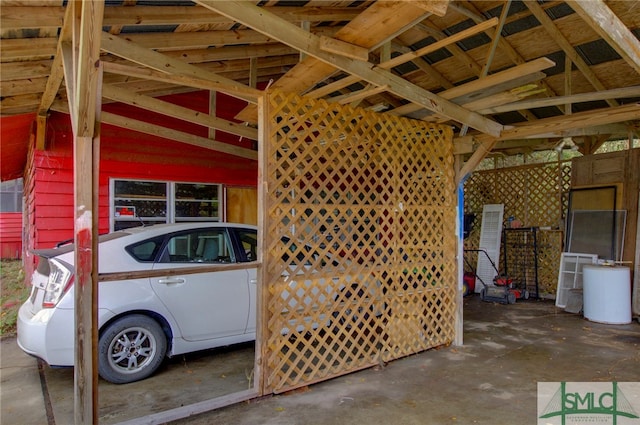 garage with a carport