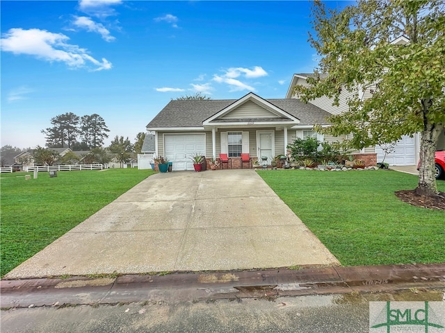 view of front of home featuring a garage and a front yard