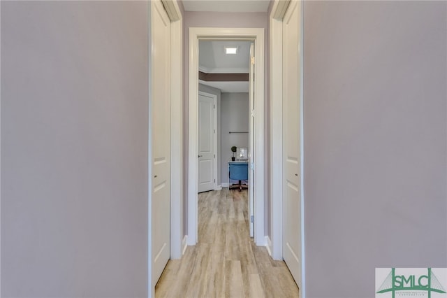 hall featuring light wood-type flooring