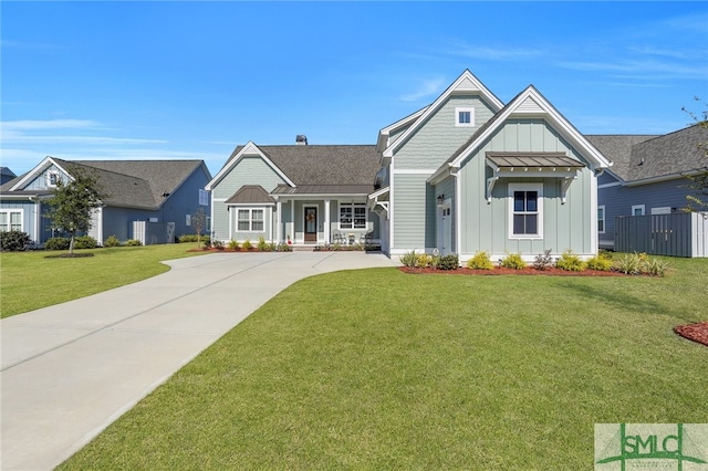 view of front of home with a front yard