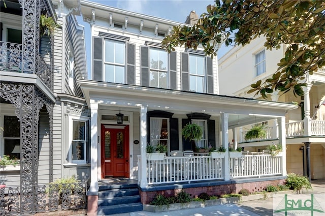 exterior space featuring covered porch