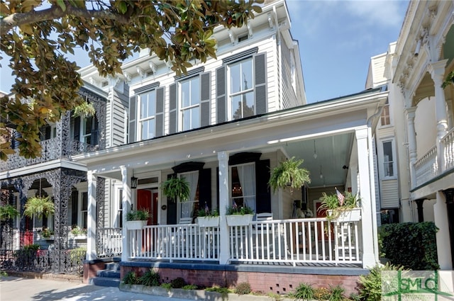 italianate home with a porch