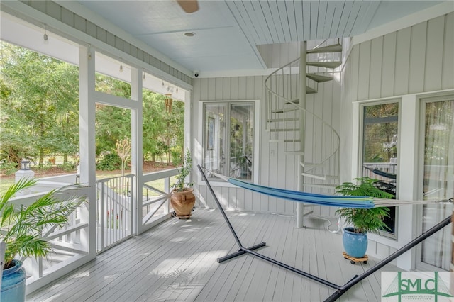 view of unfurnished sunroom