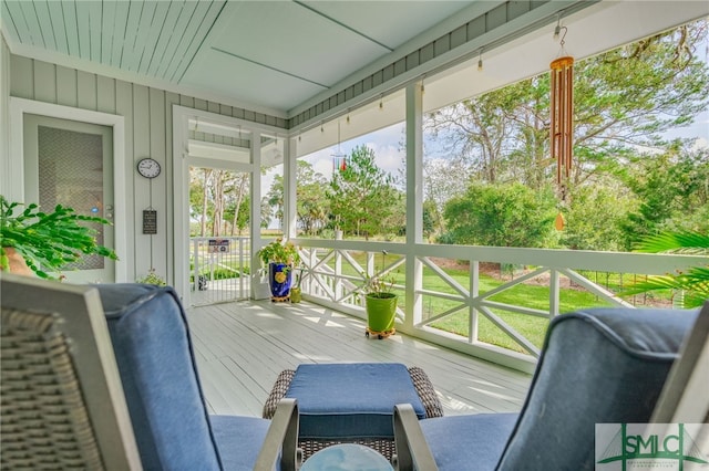 view of unfurnished sunroom