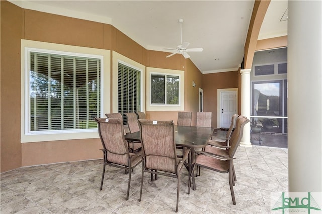 view of patio / terrace featuring ceiling fan