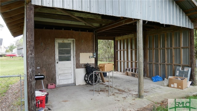 view of patio with an outdoor structure