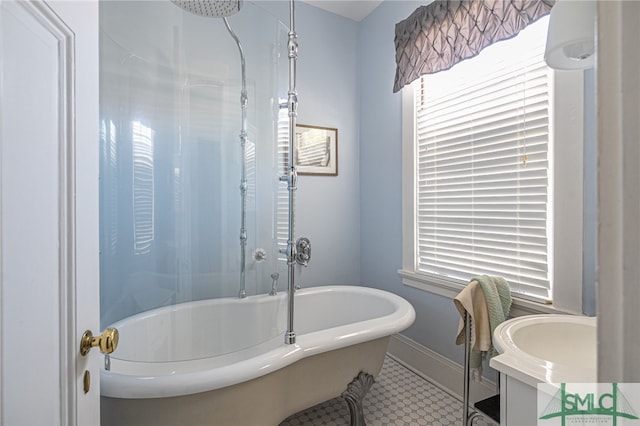 18 E 34th St, Savannah, GA 31401 - full bath with baseboards, a freestanding tub, and a shower