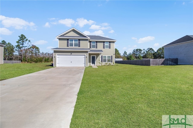 view of front of house with a garage and a front yard