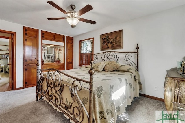 1462 Marlborough Way, Savannah, GA 31406 - bedroom featuring light colored carpet, baseboards, and ceiling fan