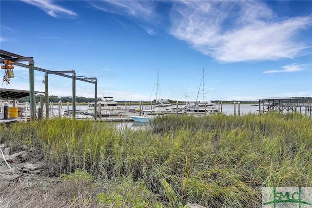 view of dock featuring a water view