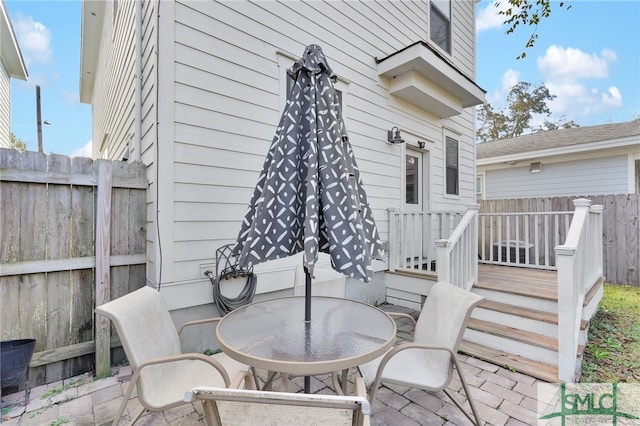 view of patio / terrace featuring a wooden deck