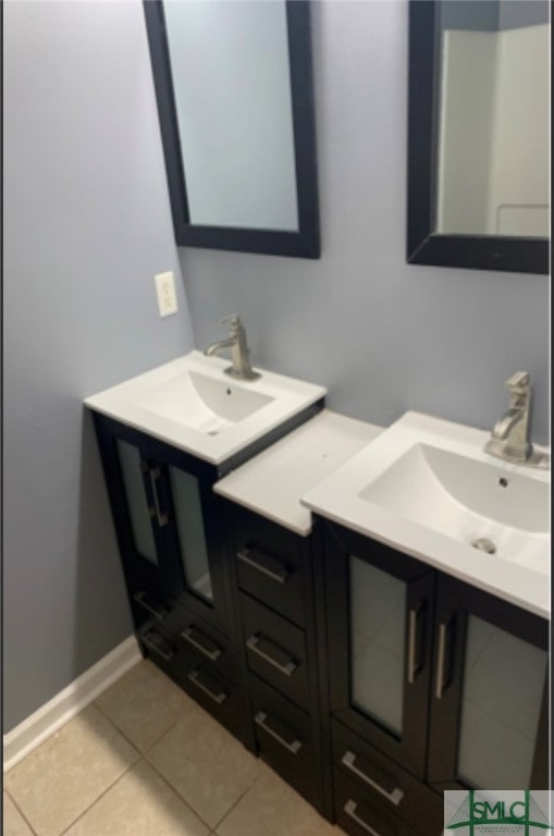 bathroom with vanity and tile patterned floors