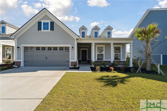 view of front facade with a front lawn and a garage