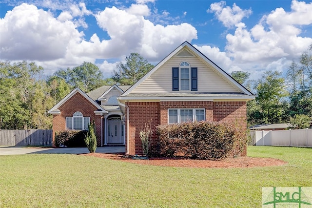 front facade with a front yard