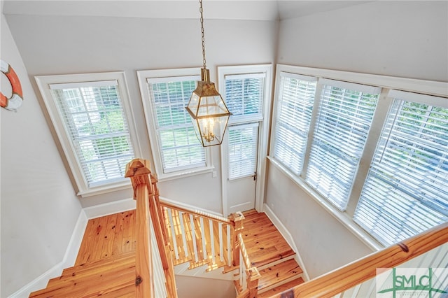 interior space with a chandelier