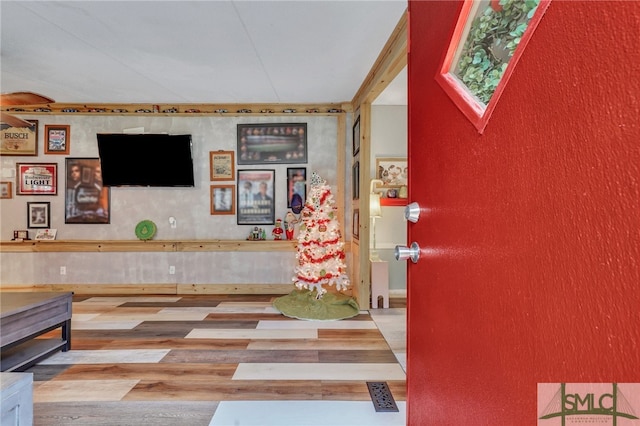 foyer entrance with wood-type flooring