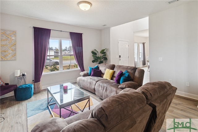 living room featuring light hardwood / wood-style flooring