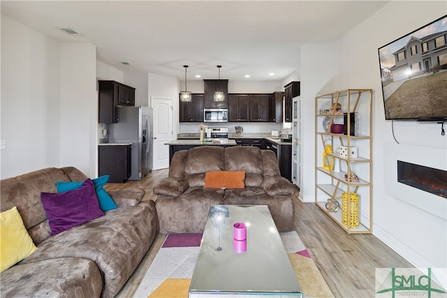 living room featuring light hardwood / wood-style floors