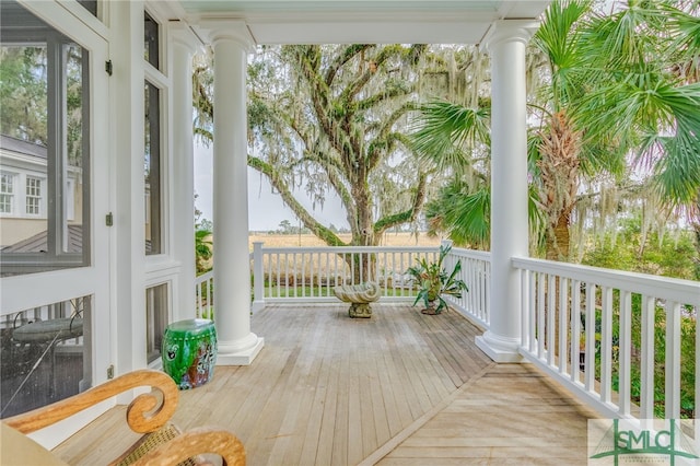 deck featuring a porch