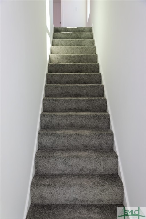 staircase with carpet