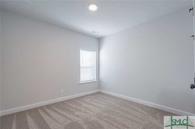 unfurnished room with carpet flooring and a textured ceiling