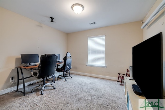 view of carpeted home office