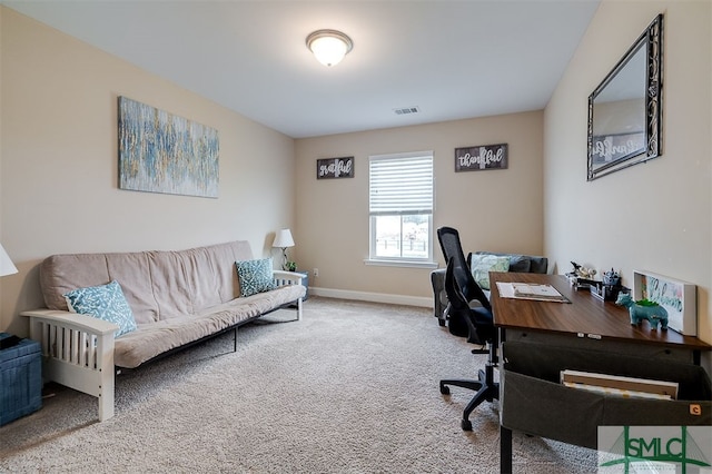 home office featuring carpet floors