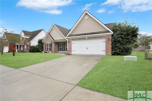 view of front facade featuring a front lawn and a garage